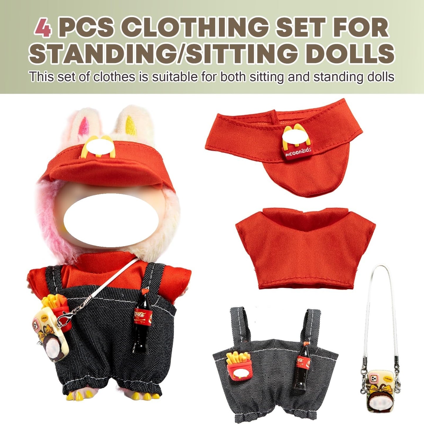 Labubu 17cm Doll Clothes Set – Dress & Hairpin for LABUBU Dolls