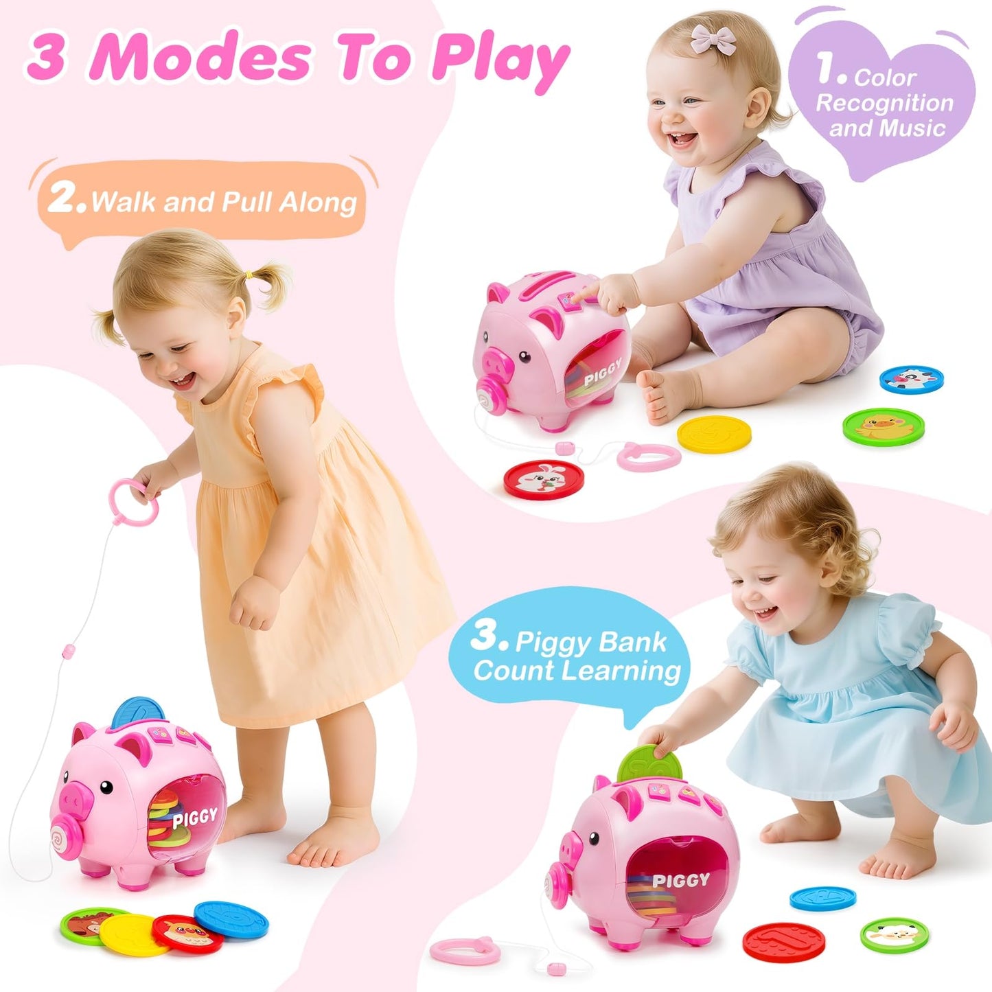 LACCHOUFEE Musical Piggy Toy – Educational Piggy Bank for 6–18 Months