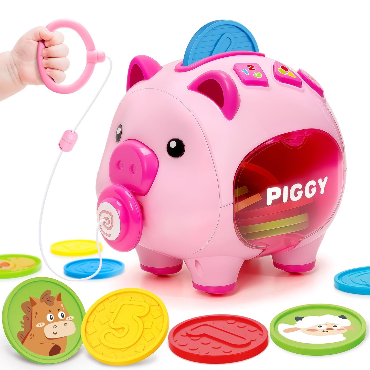 LACCHOUFEE Musical Piggy Toy – Educational Piggy Bank for 6–18 Months