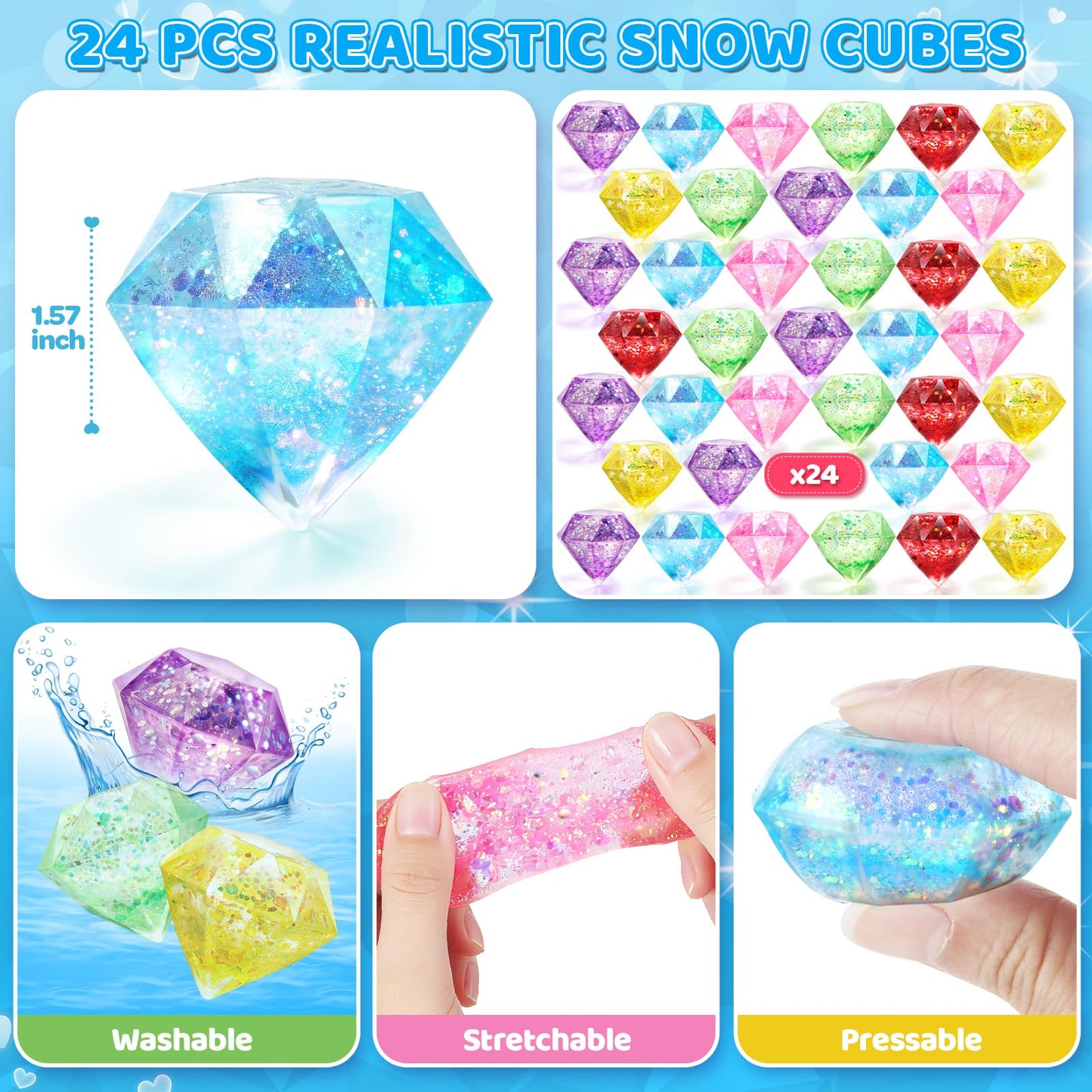 LACCHOUFEE Valentines Gift Cards for Kids — 24-Pack Gem Squeeze Toys Set