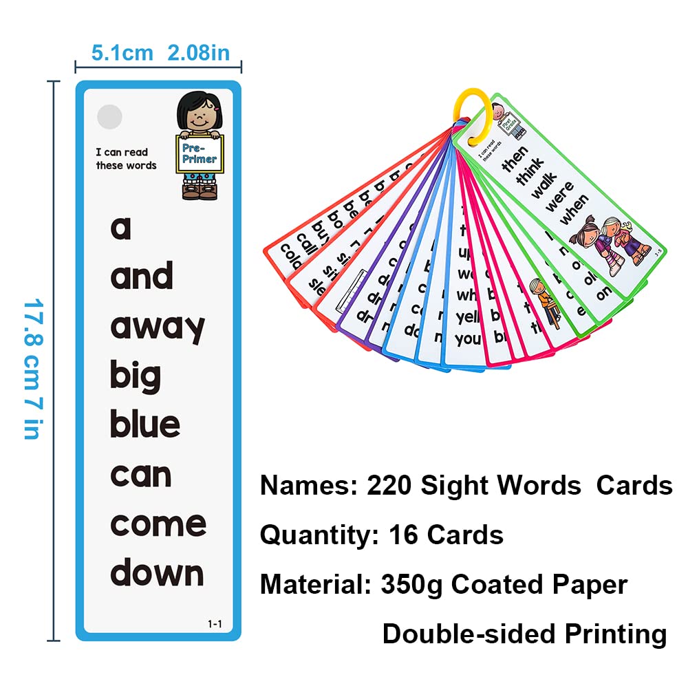 Lachilly 220 Sight Words Flashcards – High-Frequency Words for Early Reading (K–1)
