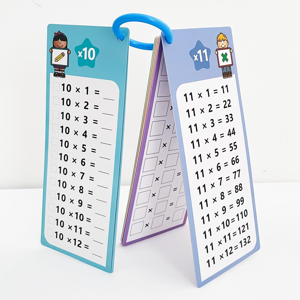 Lachilly Multiplication Flash Cards 0-12 with Dry Erase Pens | Self-Check Times Tables