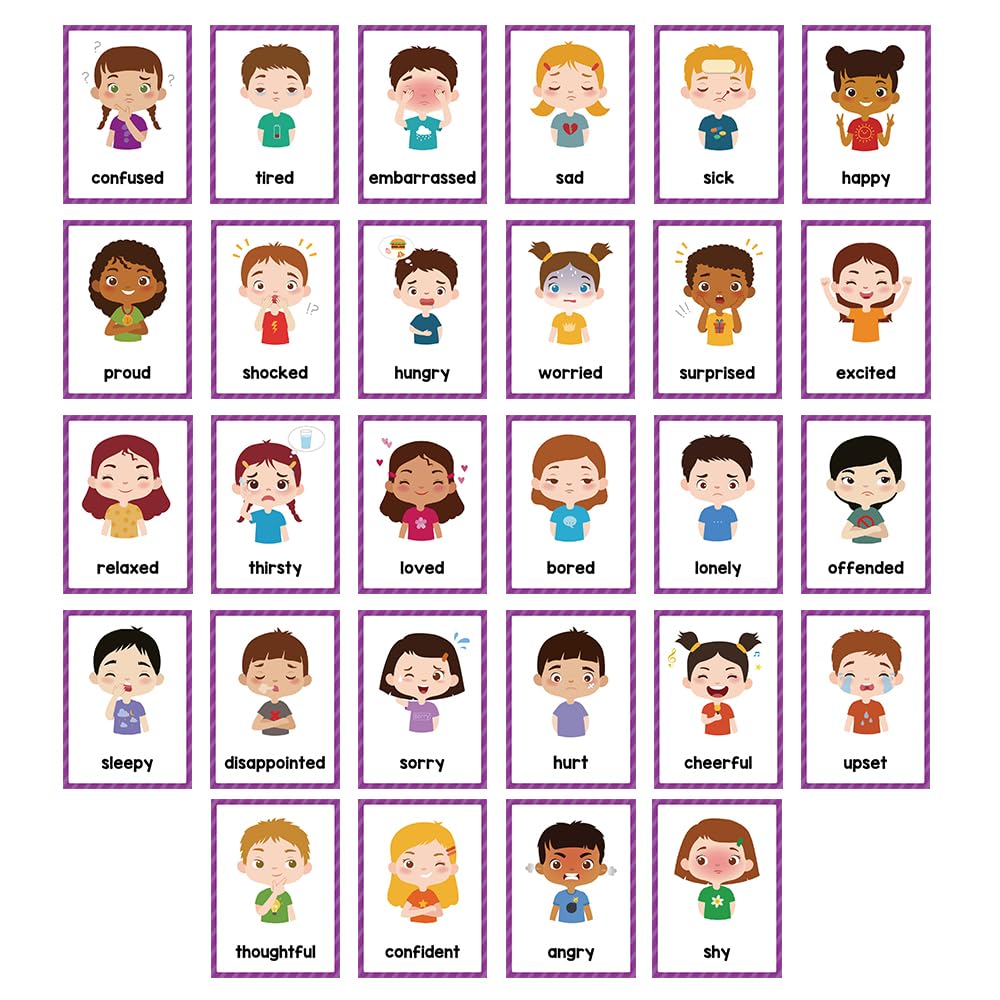 Lachilly Emotions Learning Flashcards – 28 High-Frequency Words for Kindergarten to 1st Grade