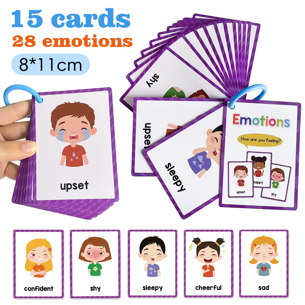Lachilly Emotions Learning Flashcards – 28 High-Frequency Words for Kindergarten to 1st Grade