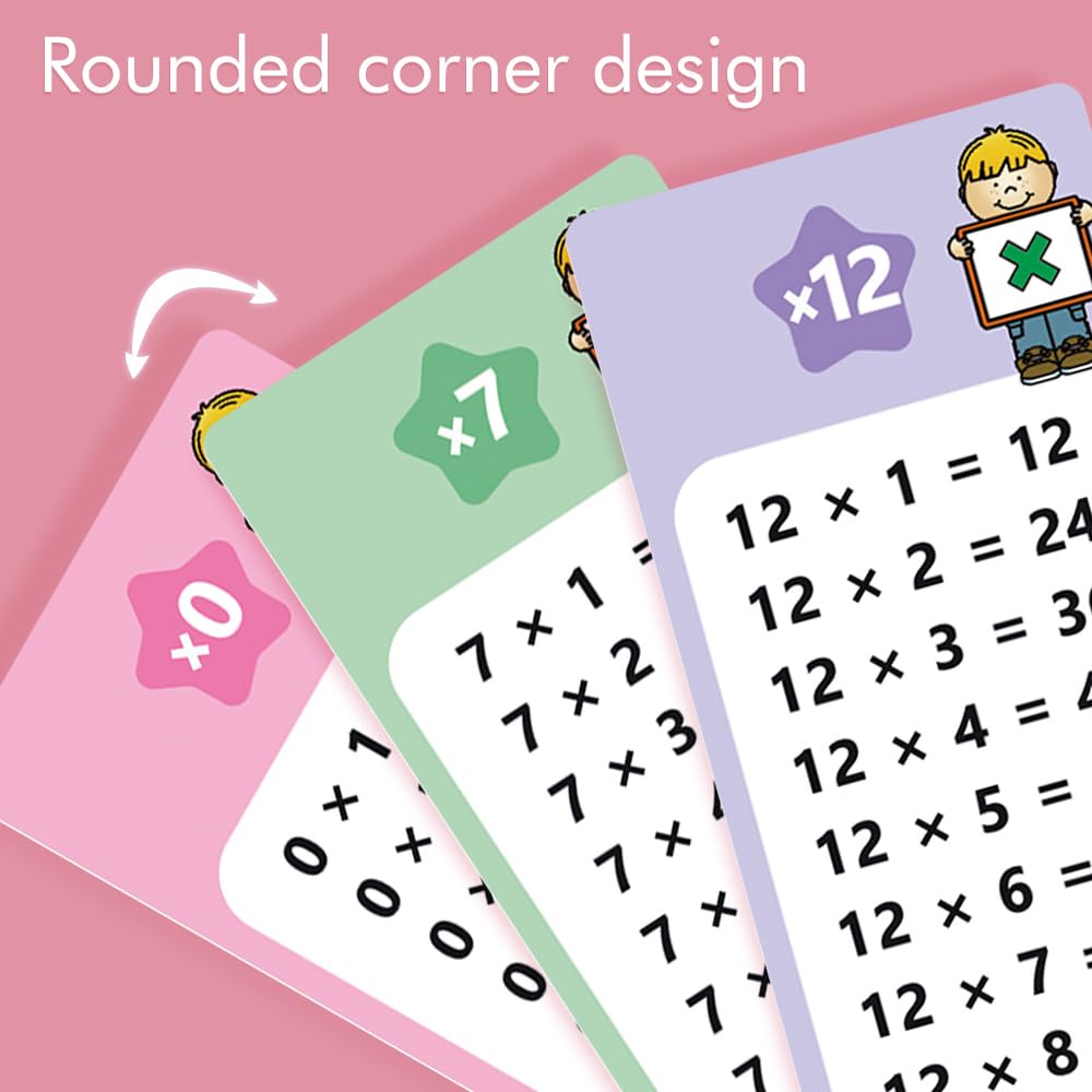 Lachilly Multiplication Flash Cards 0-12 with Dry Erase Pens | Self-Check Times Tables