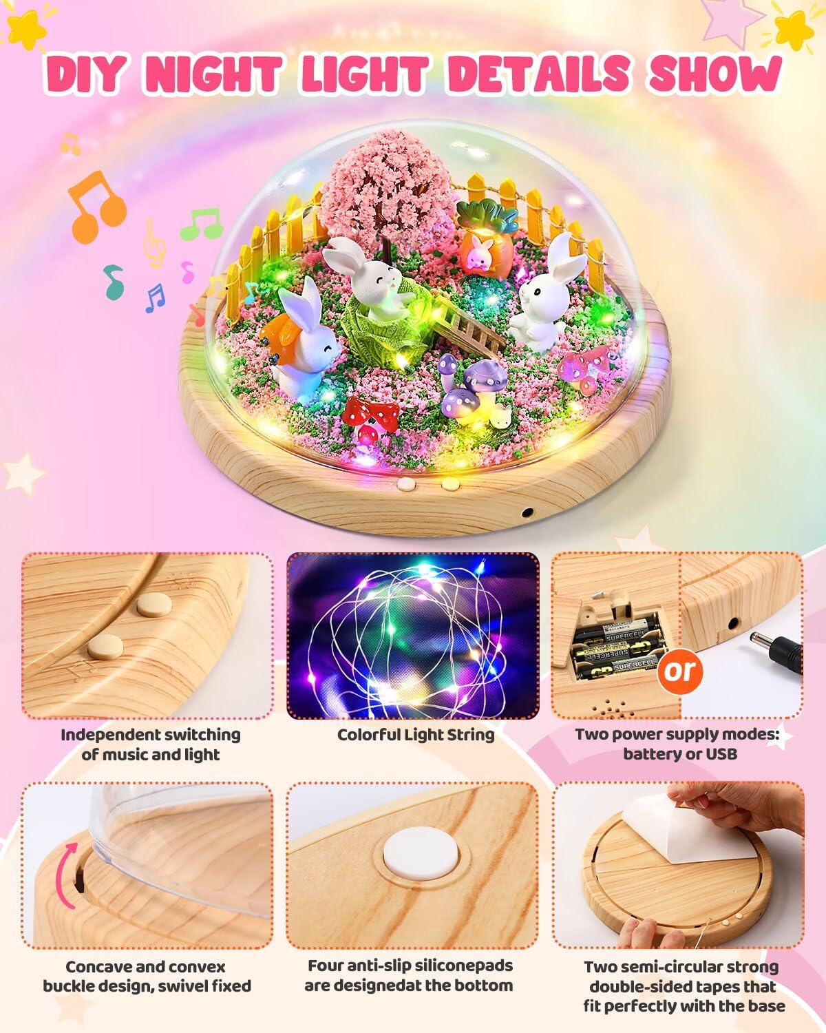 Laclun Bunny Night Light DIY Craft Kit for Kids – Music & Arts Gift