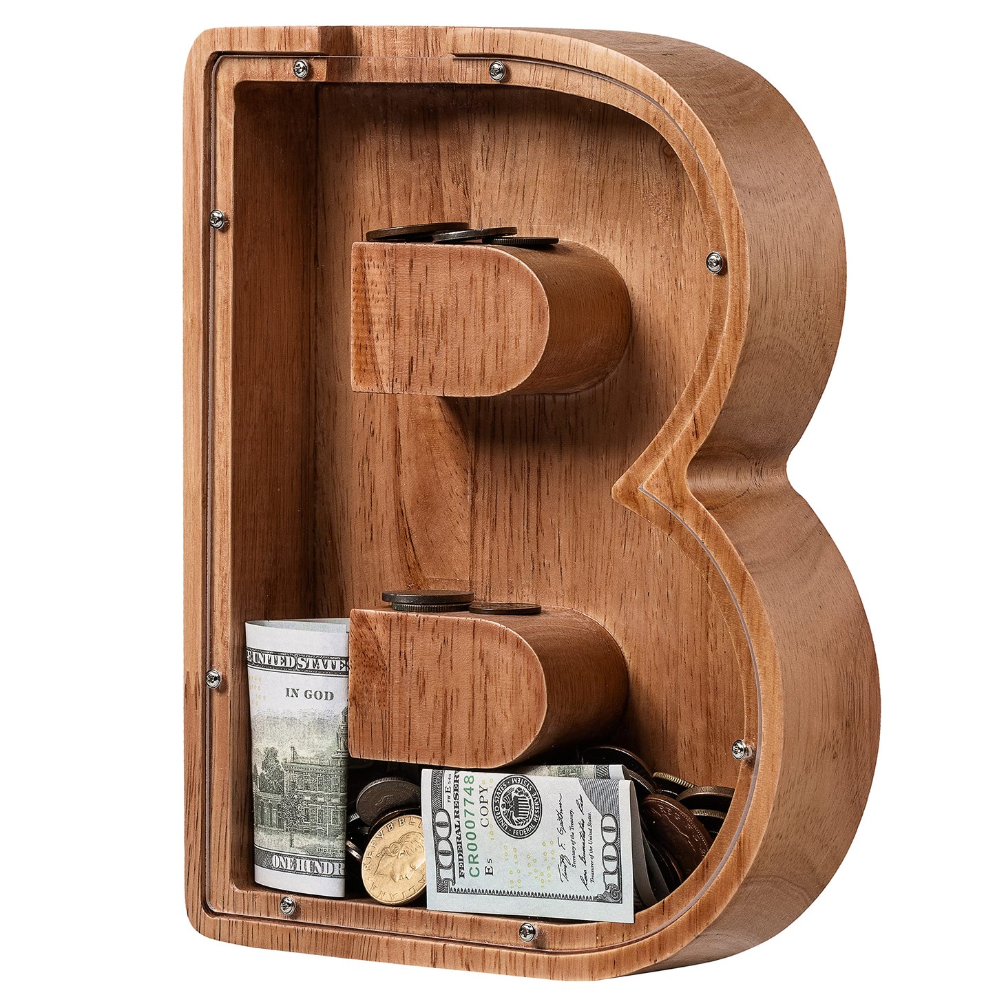 Ladenk Piggy Bank for Kids – Wooden Letter Bank with Initial B | Premium Montessori Gift