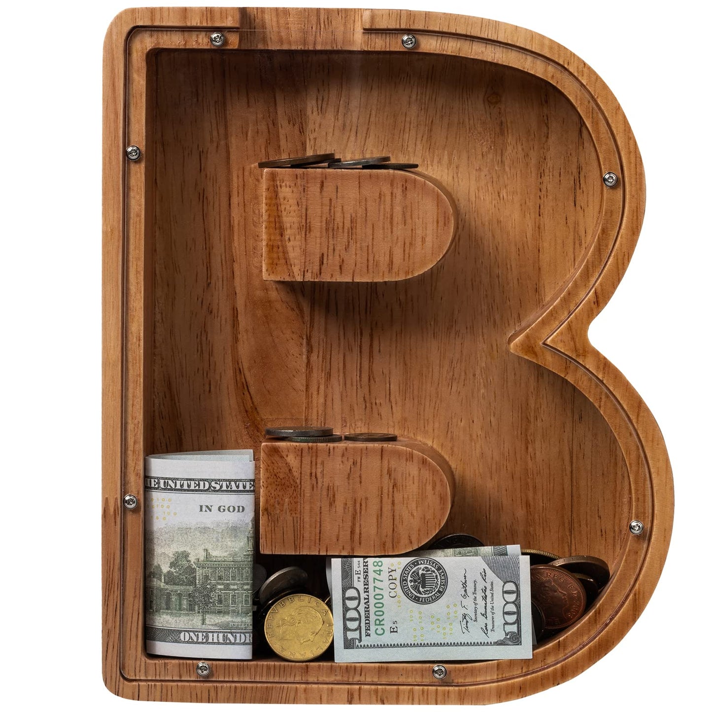 Ladenk Piggy Bank for Kids – Wooden Letter Bank with Initial B | Premium Montessori Gift
