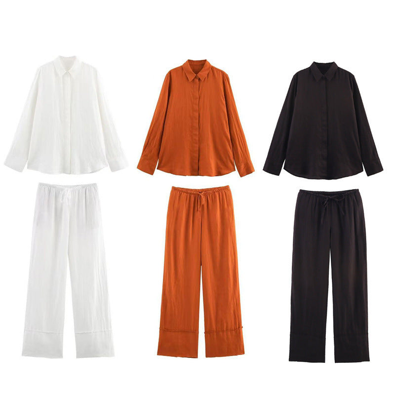 Ladies' Linen Shirt and Wide Leg Pants, Summer Outfit