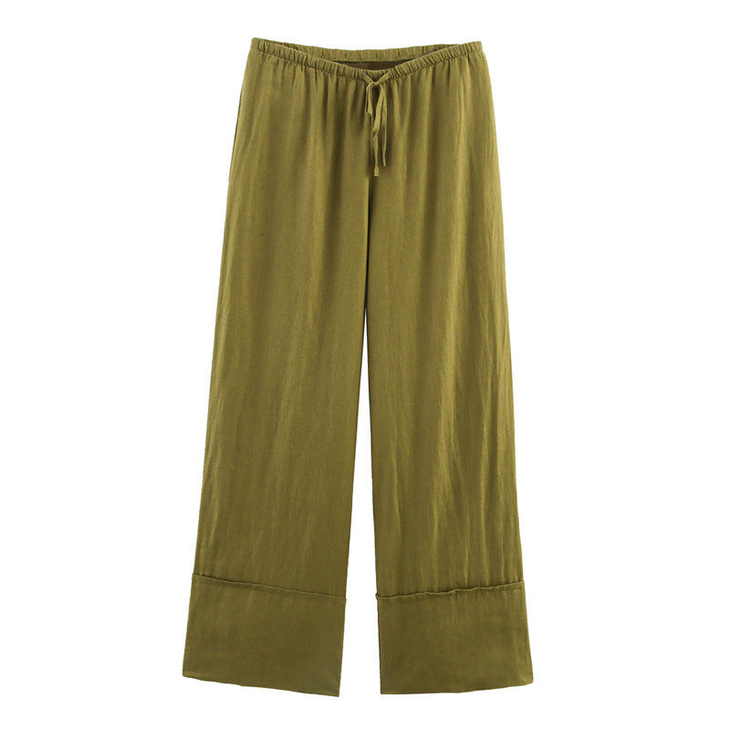 Ladies' Linen Shirt and Wide Leg Pants, Summer Outfit