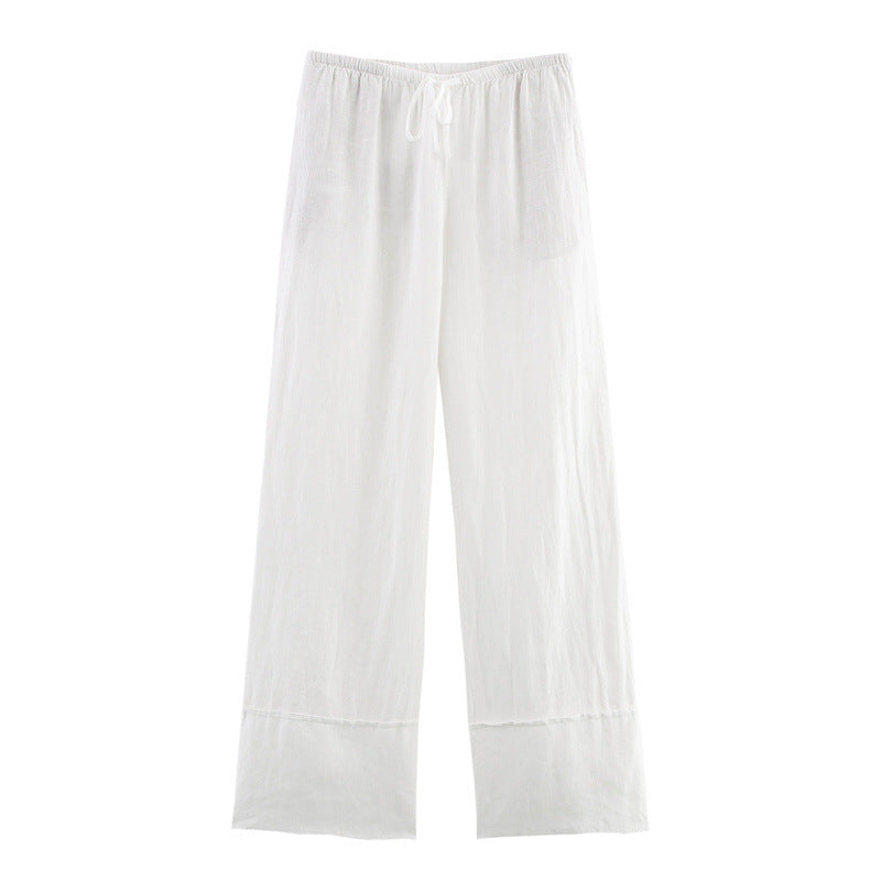 Ladies' Linen Shirt and Wide Leg Pants, Summer Outfit