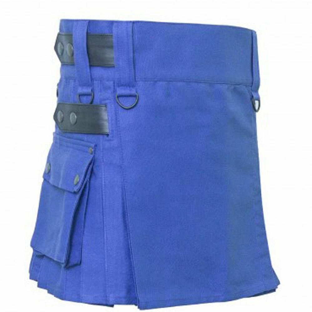 Ladies Utility Kilt Highland Women Blue 100% Cotton 18 Length Custom Made