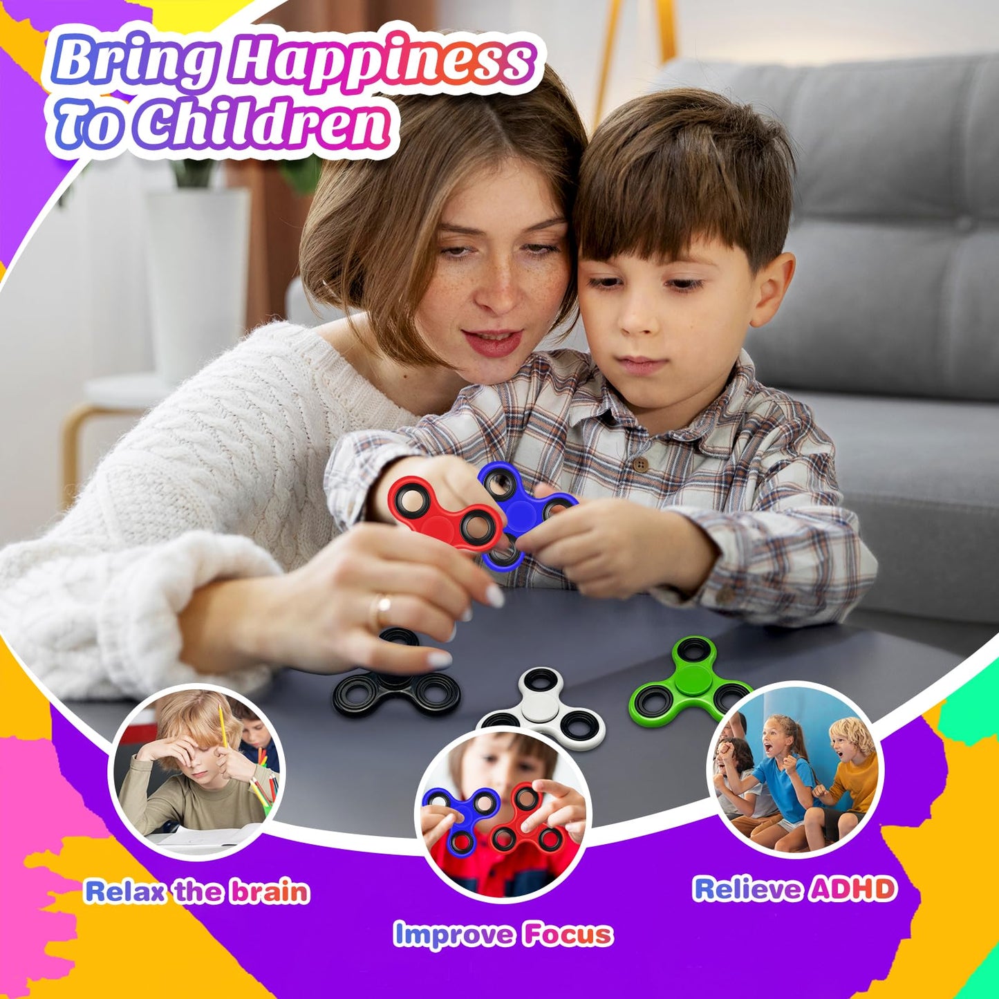 LADOWEIR Fidget Spinners 5 Pack – High-Speed Quiet Spins for Stress Relief and Focus