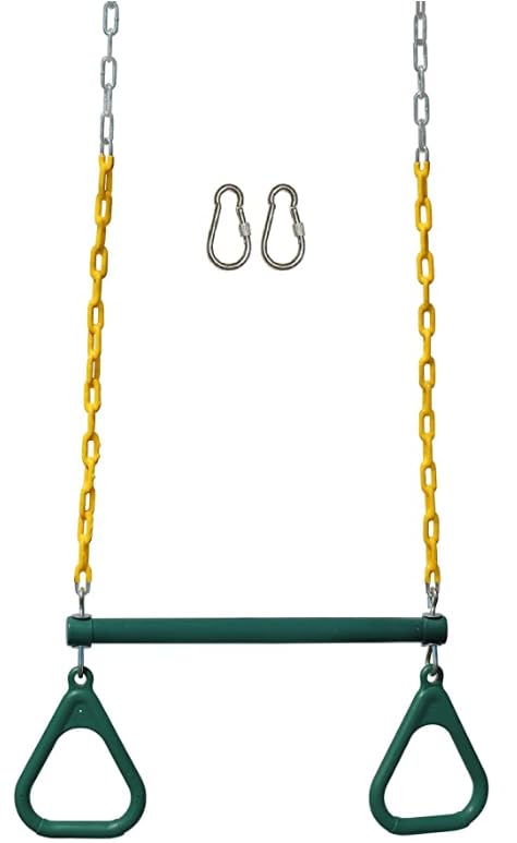 LadyRosian Gym Rings Trapeze Bar 16in - Heavy Duty Swing Set Accessory (110 kg / 240 lb Capacity)