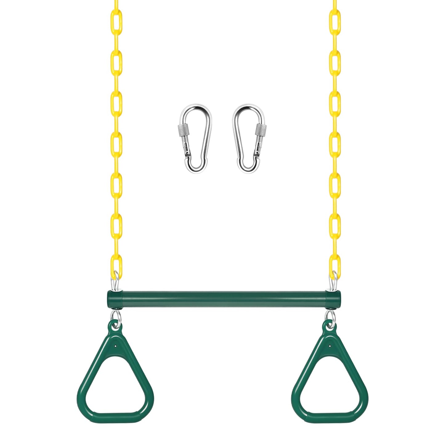 LadyRosian Gym Rings Trapeze Bar 16in - Heavy Duty Swing Set Accessory (110 kg / 240 lb Capacity)