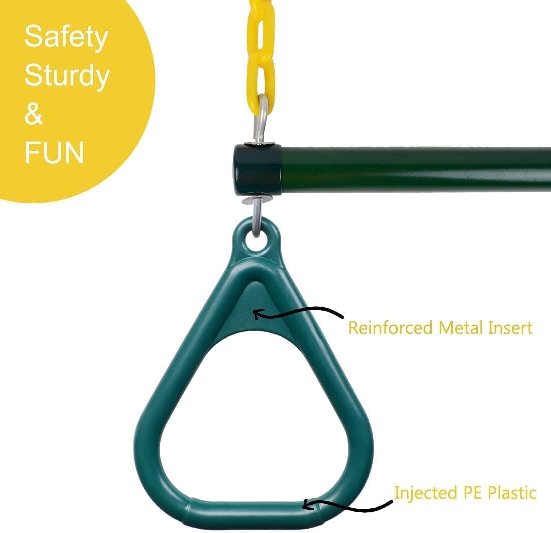 LadyRosian Gym Rings Trapeze Bar 16in - Heavy Duty Swing Set Accessory (110 kg / 240 lb Capacity)