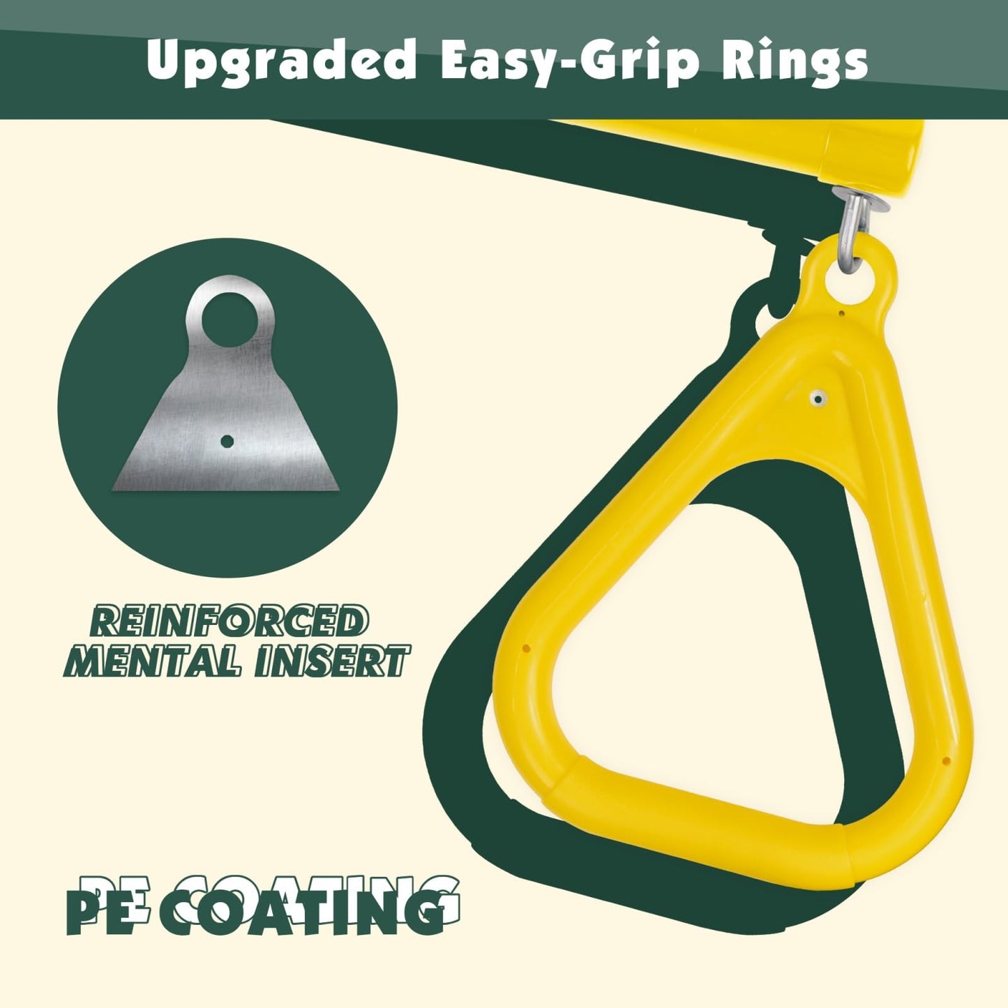 LadyRosian 17" Gym Trapeze Swing Bar with 47" Plastic-Coated Chains & Locking Carabiners – Heavy-Duty Backyard Playset Accessory