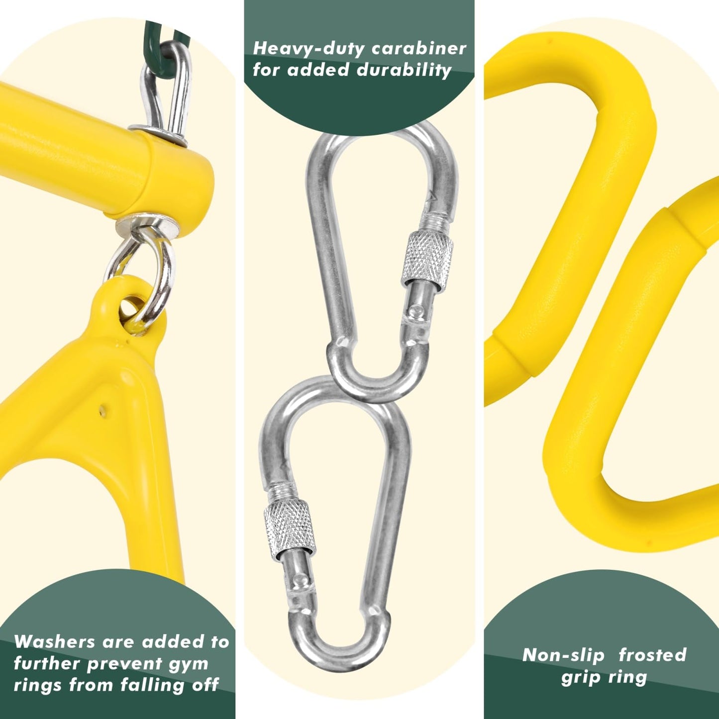 LadyRosian 17" Gym Trapeze Swing Bar with 47" Plastic-Coated Chains & Locking Carabiners – Heavy-Duty Backyard Playset Accessory