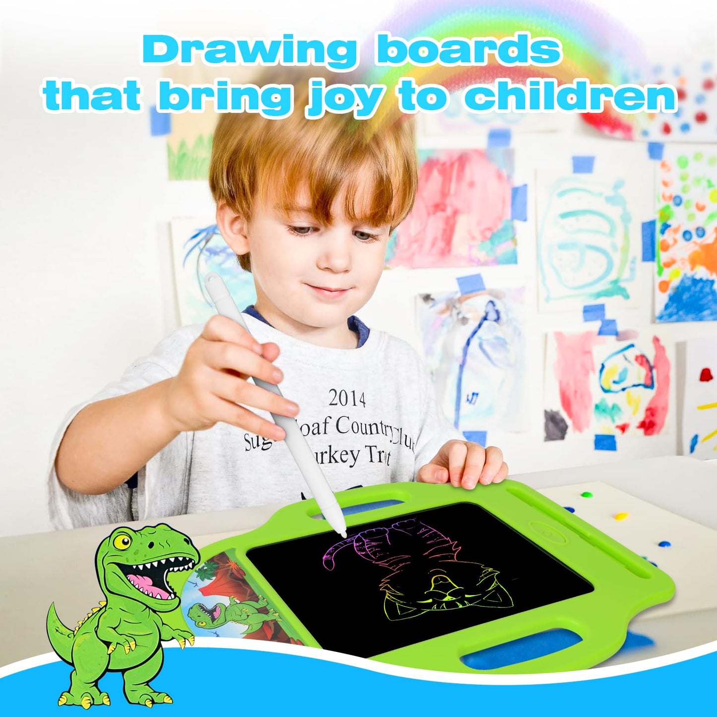 LAEBUILD LCD Writing Tablet for Kids – 8.5-Inch Dinosaur Pad with Stylus & Eraser | Green