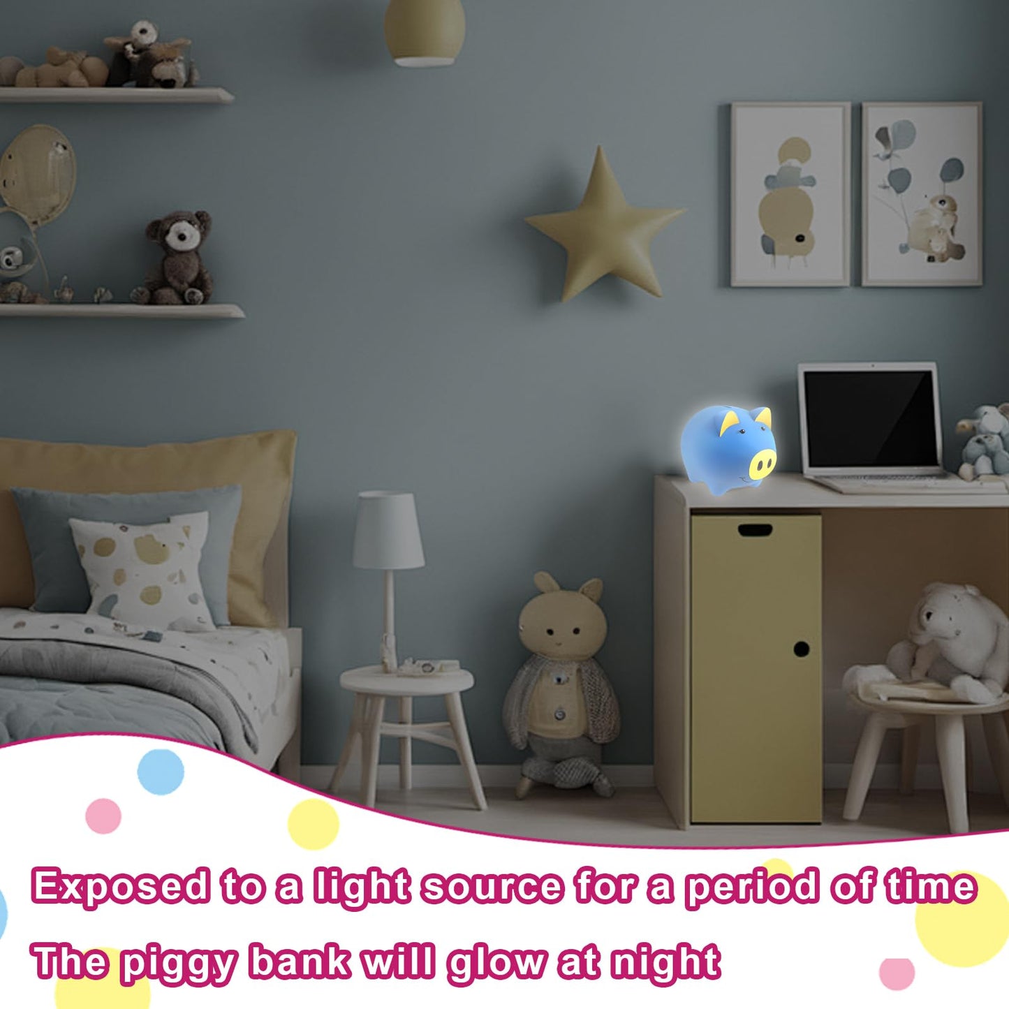LAEBUILD Magic Piggy Bank — Unbreakable Glow-in-the-Dark Locking Money Box