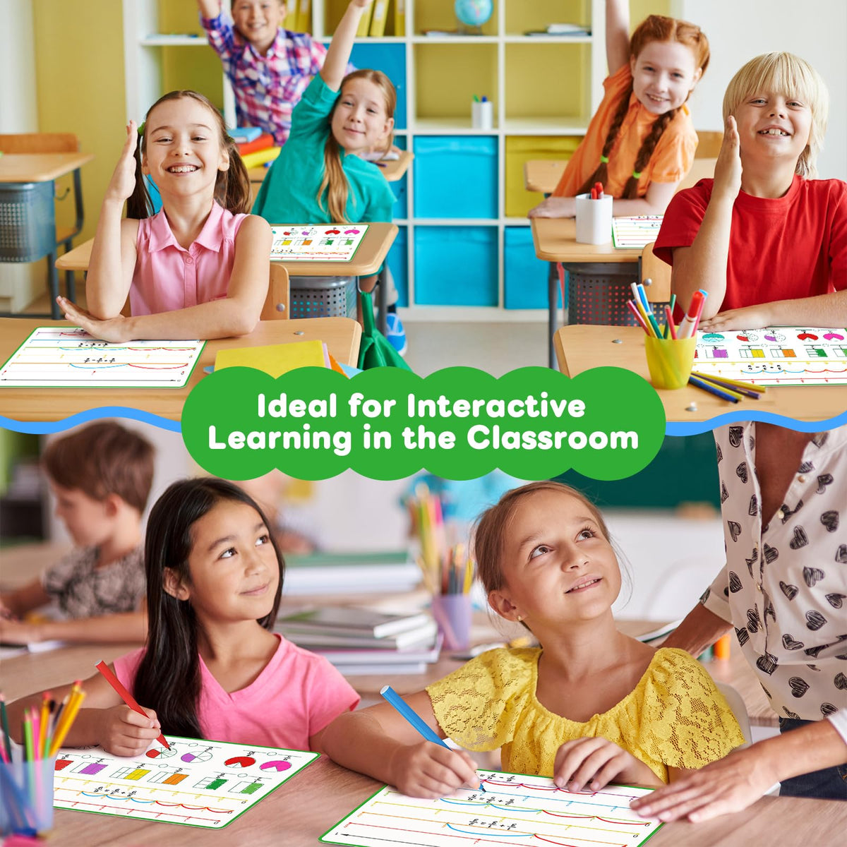 Laffunz 12 PCS Fraction Manipulatives Dry Erase Flash Cards | Visual Fraction Circles & Math Games for Grades 1–6