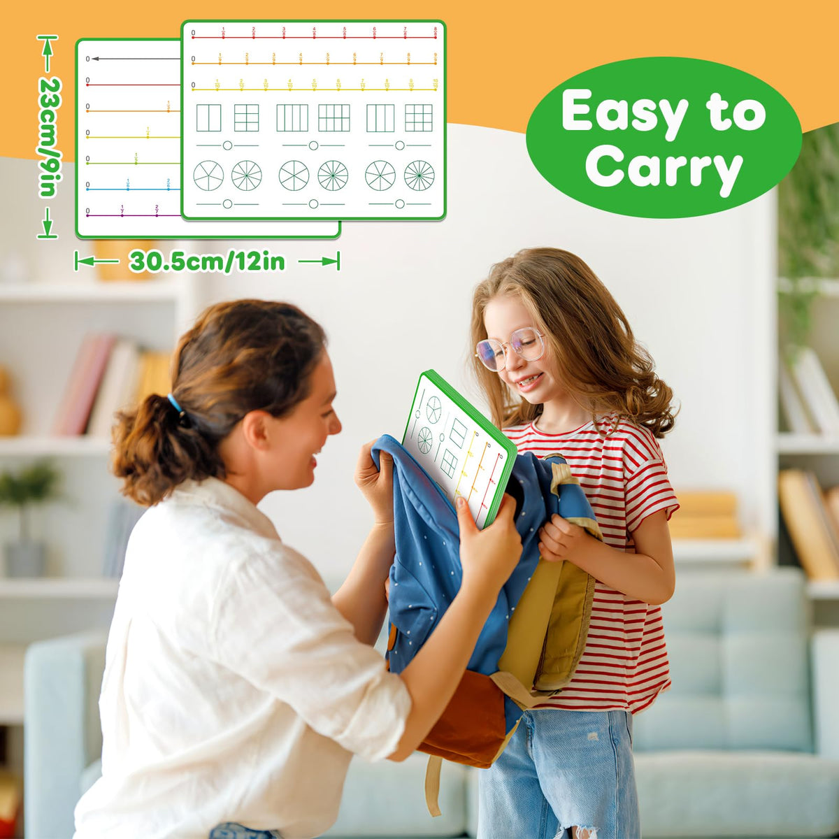 Laffunz 12 PCS Fraction Manipulatives Dry Erase Flash Cards | Visual Fraction Circles & Math Games for Grades 1–6