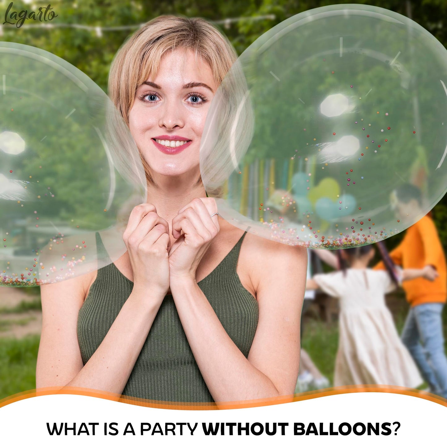 Lagarto Clear Balloons for Stuffing – 12 Pack, 20in Transparent TPU Glossy Bubble Balloons