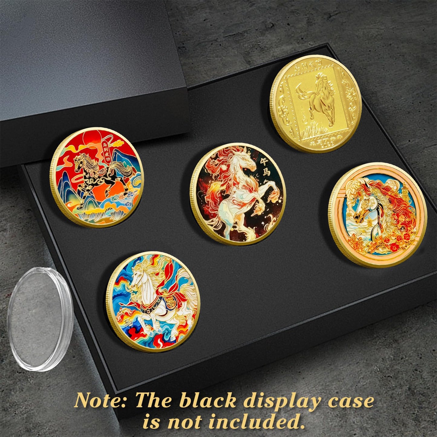LAIAMER 5 Pcs Chinese Horse Coins 2026 – Lunar Blessing Set with Case