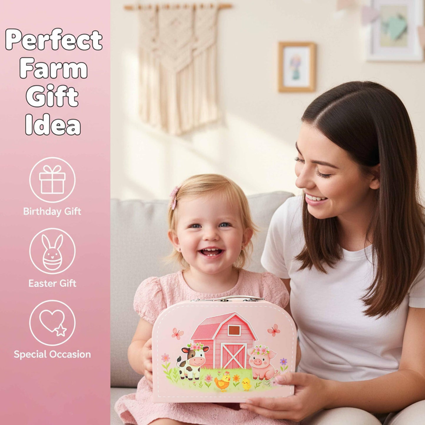 Lajeje Pink Barn Tea Party Set — 47-Piece Farm Animal Pretend Play Kit for Toddlers 3–5