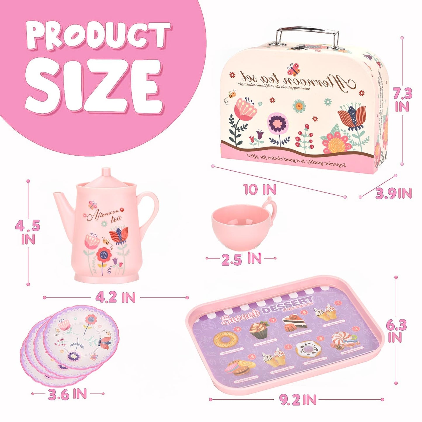 Lajeje Kids Tea Party Set – Princess Pretend Play Kit with Carrying Case (Ages 3-8)