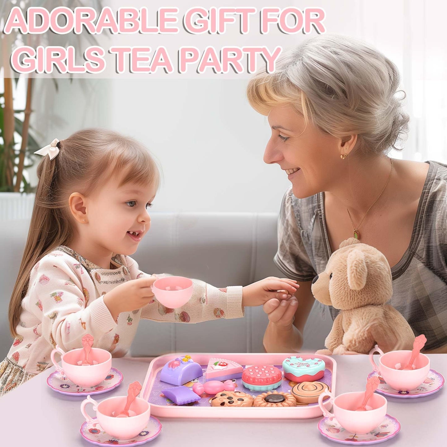 Lajeje Kids Tea Party Set – Princess Pretend Play Kit with Carrying Case (Ages 3-8)