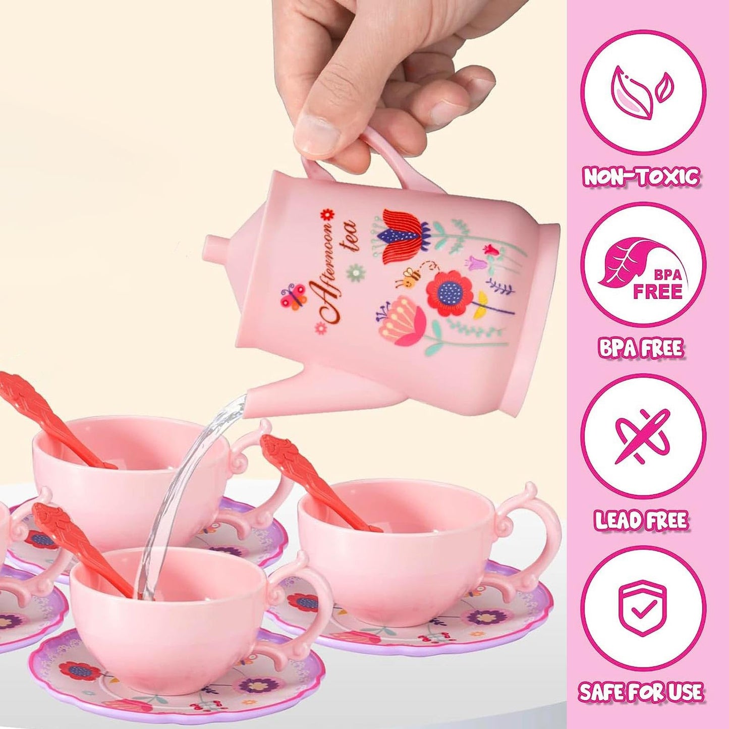 Lajeje Kids Tea Party Set – Princess Pretend Play Kit with Carrying Case (Ages 3-8)