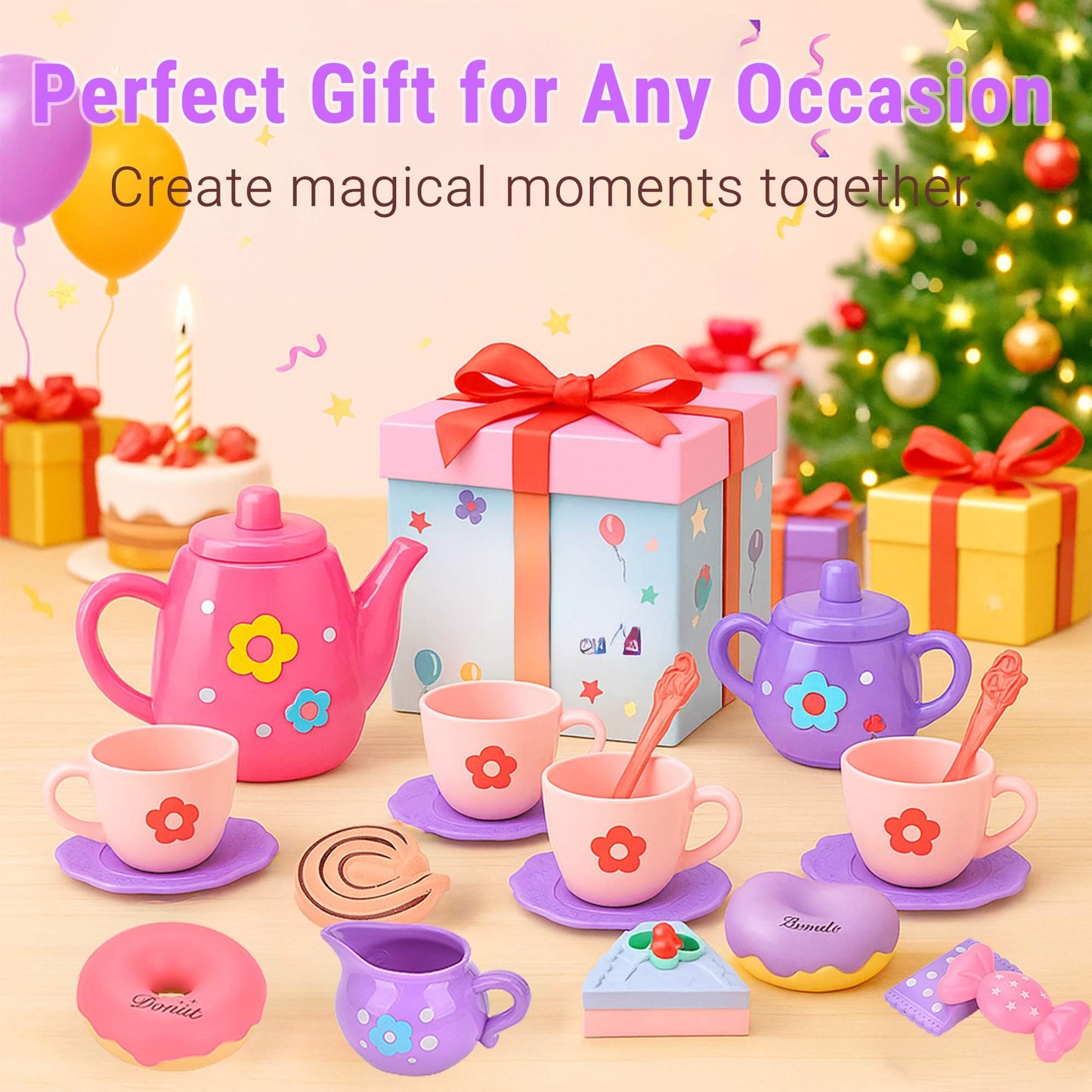 Lajeje Toddler Tea Party Set – 23-Piece Pretend Play Tea Set for Girls Aged 3-5