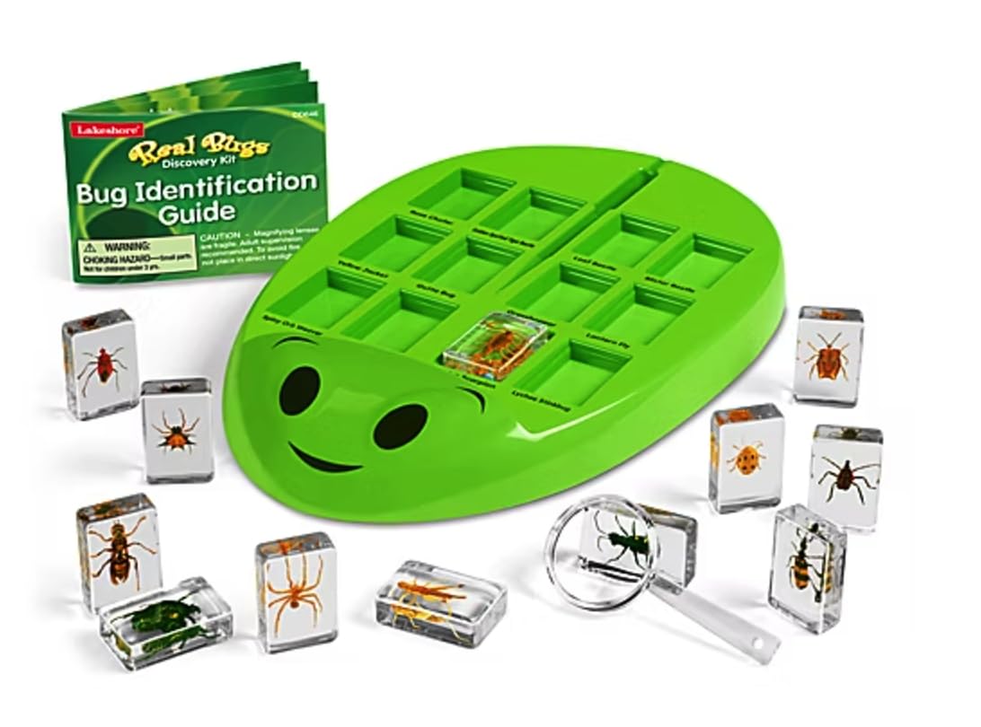 Lakeshore Real Bugs Discovery Kit — 12 Real Specimens in Durable Acrylic for Kids 3–8