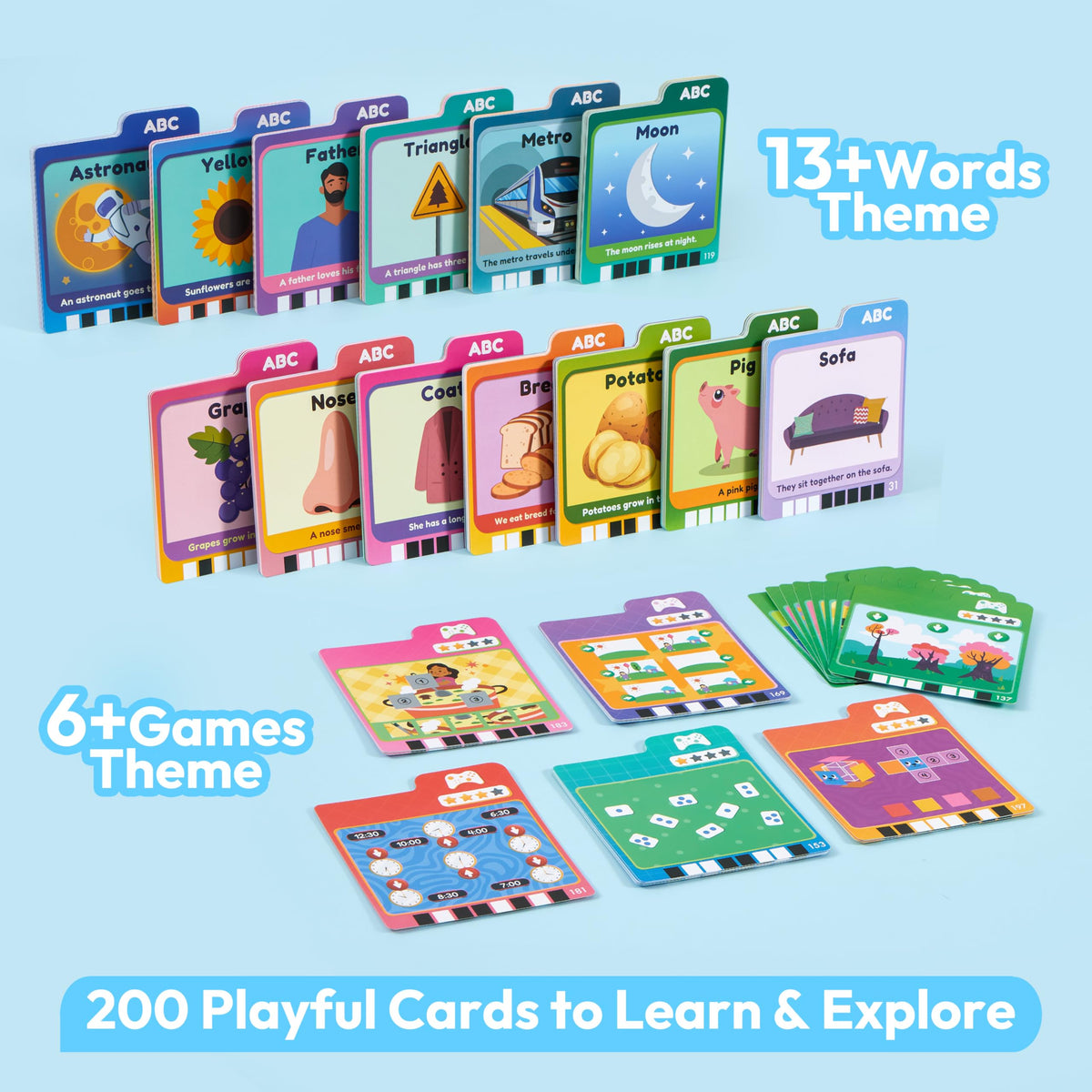 Lalalark Talking Flash Cards for Kids - 136 Words, 64 Games, Montessori Toy