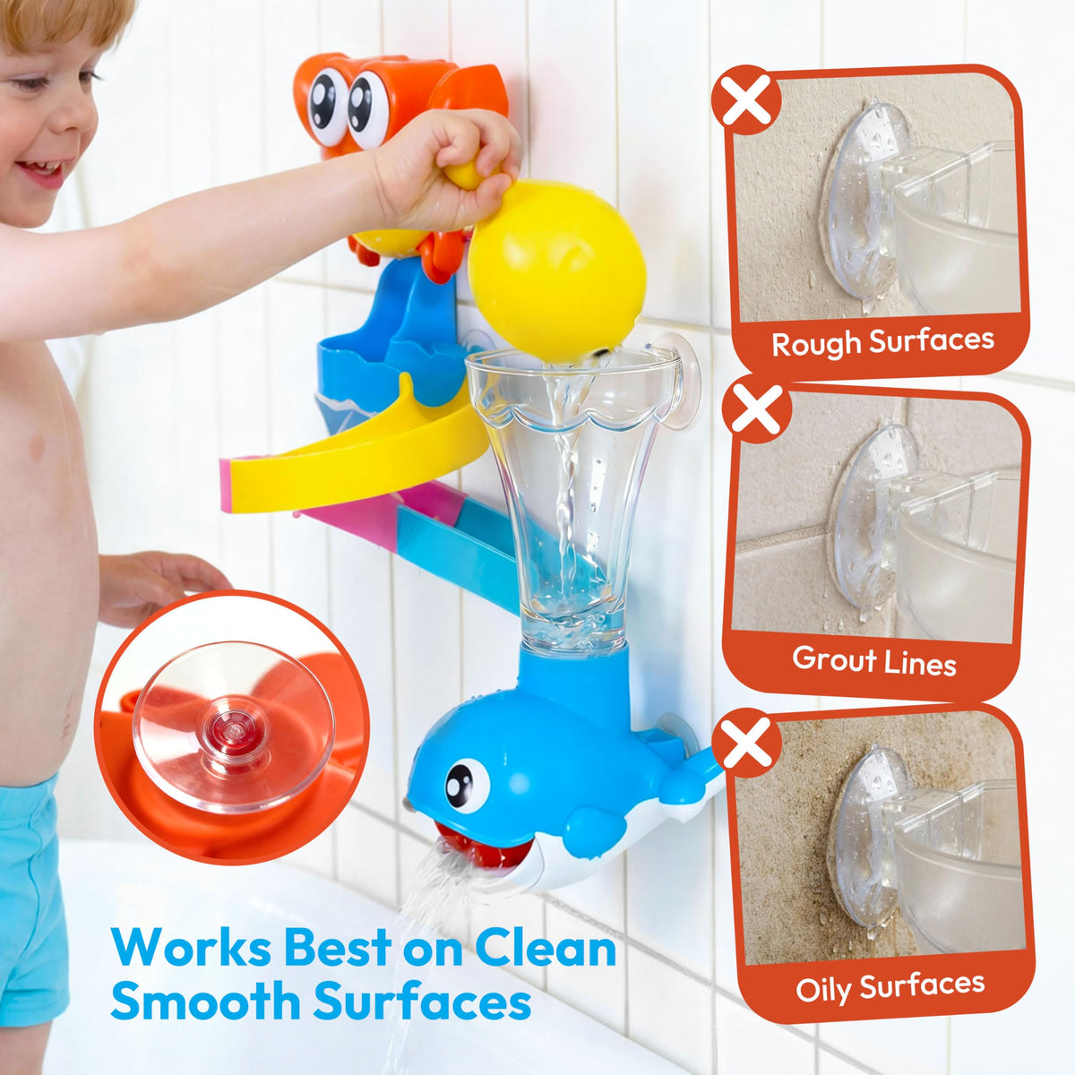 lalalark 7-in-1 Bath Toys for Toddlers – Crab, Whale, Spinning Fish & Water Track (Ages 3-5)