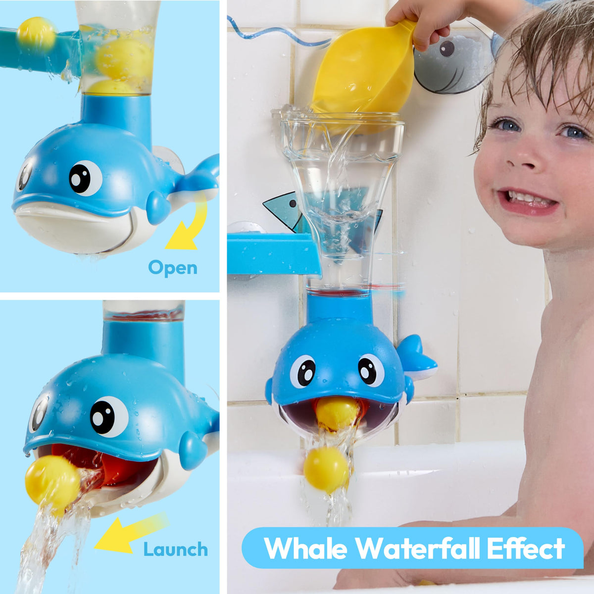 lalalark 7-in-1 Bath Toys for Toddlers – Crab, Whale, Spinning Fish & Water Track (Ages 3-5)