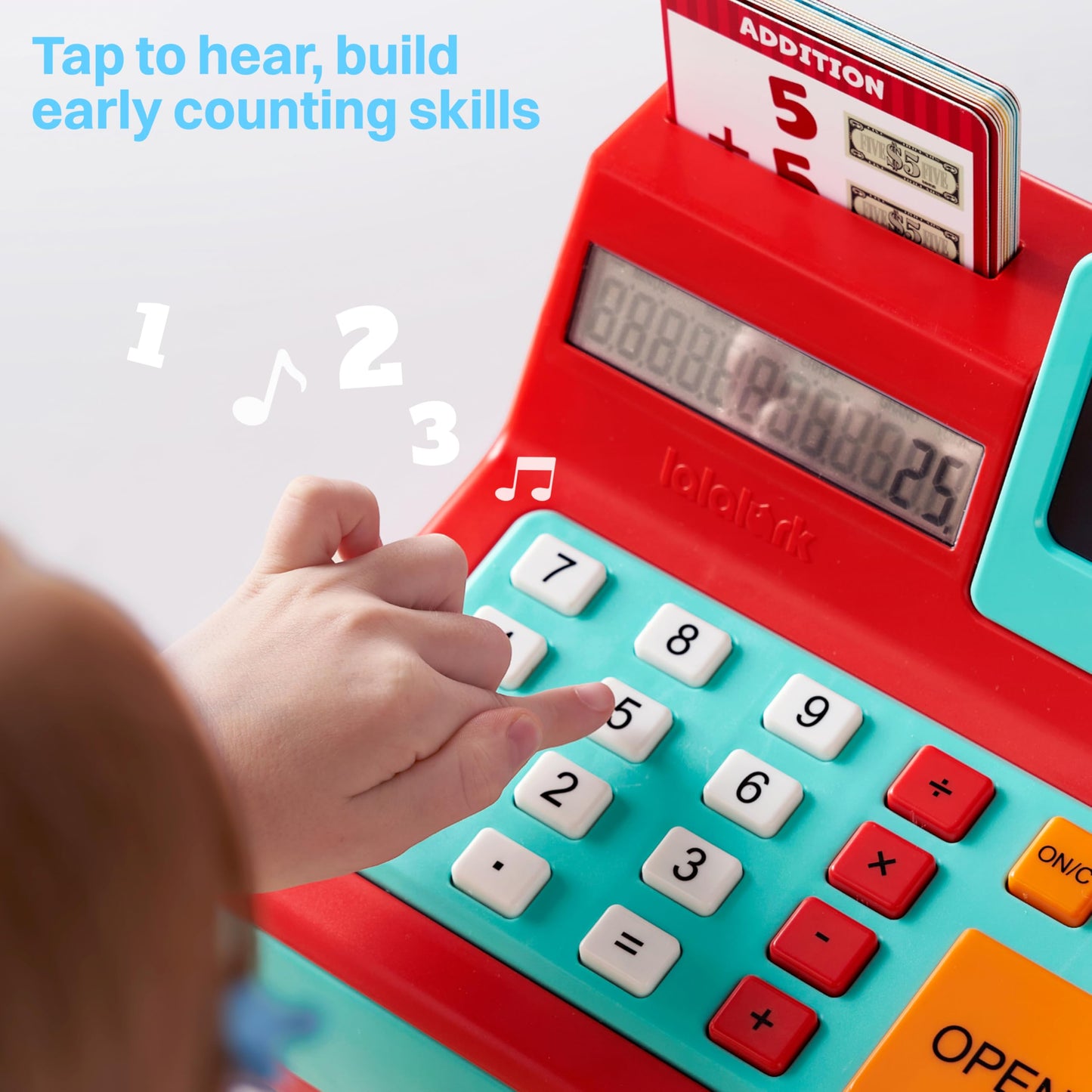 Lalalark Cash Register Toy for Kids – Detachable Write & Erase Pad, Play Money & Card, Grocery Store Playset