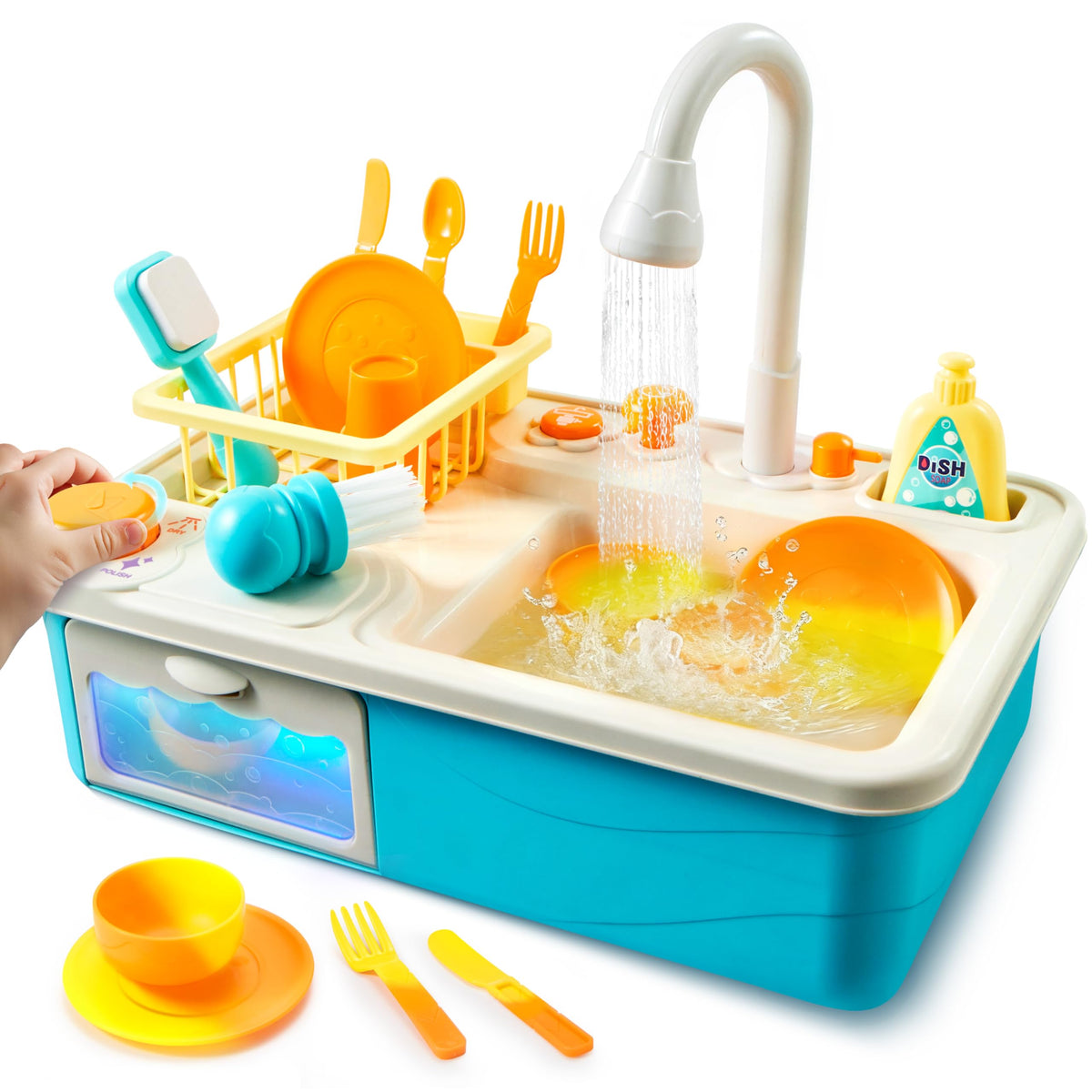 Lalalark Color Changing Play Sink with Running Water – Pretend Kitchen Toy for Toddlers
