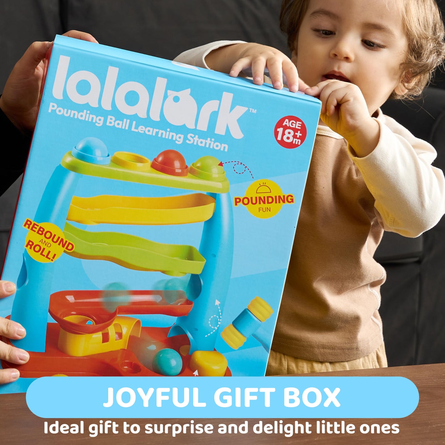 lalalark Ball Drop Toy for Toddlers – Four-Level Track & Pound a Ball Montessori Toy