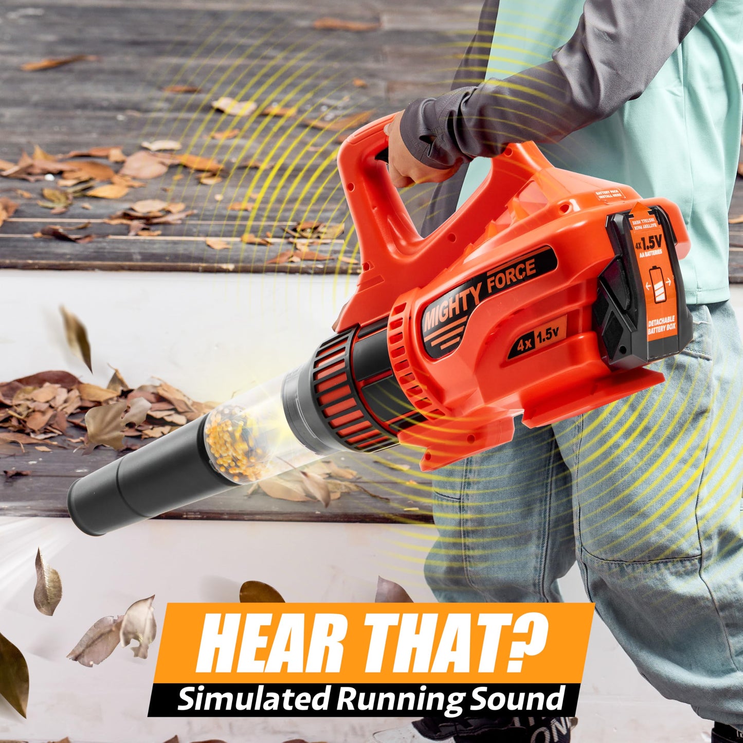 Lalalark Mighty Force Kids Leaf Blower – Realistic Sounds, Lights & Wind for Outdoor Role-Play