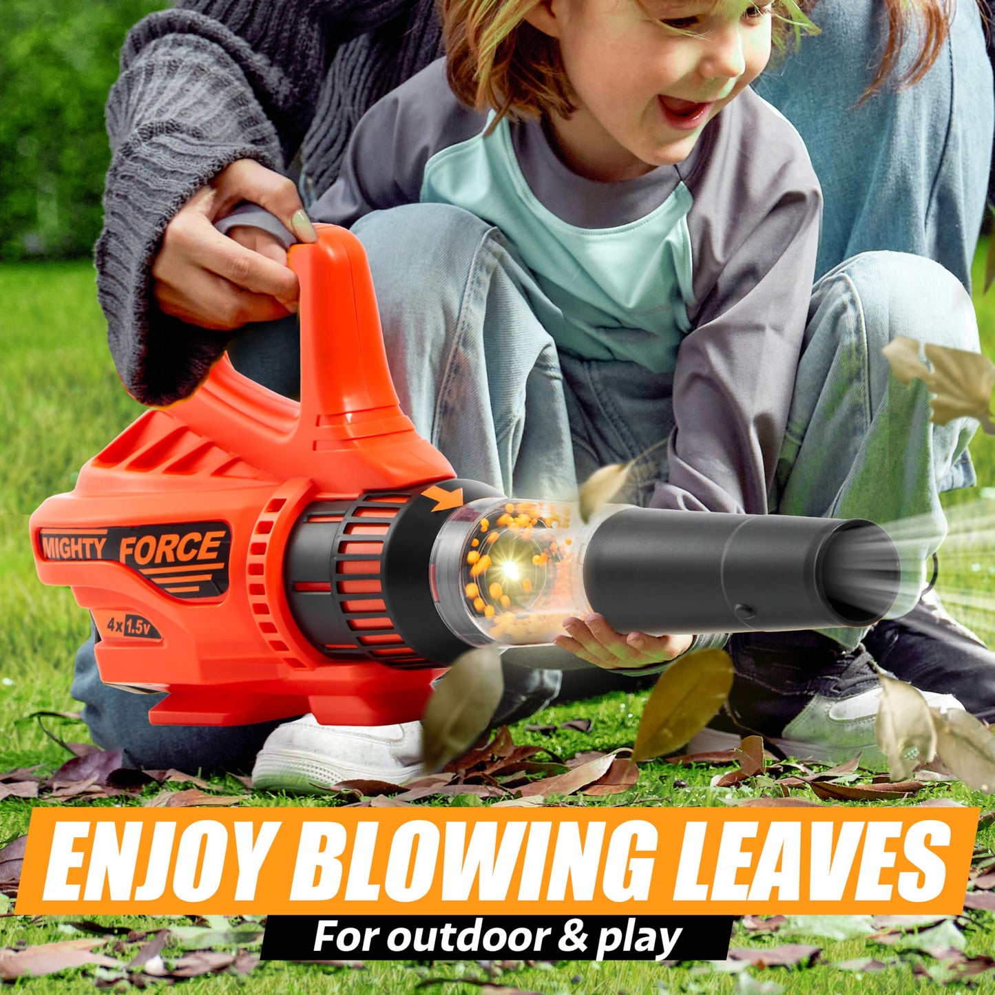 Lalalark Mighty Force Kids Leaf Blower – Realistic Sounds, Lights & Wind for Outdoor Role-Play
