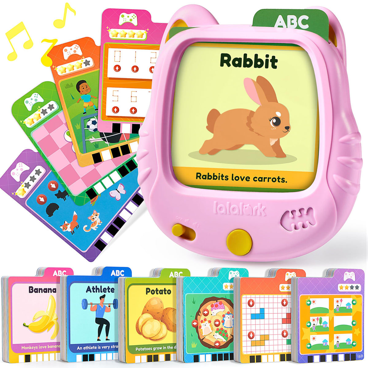Lalalark Talking Flash Cards for Kids - 136 Words, 64 Games, Montessori Toy