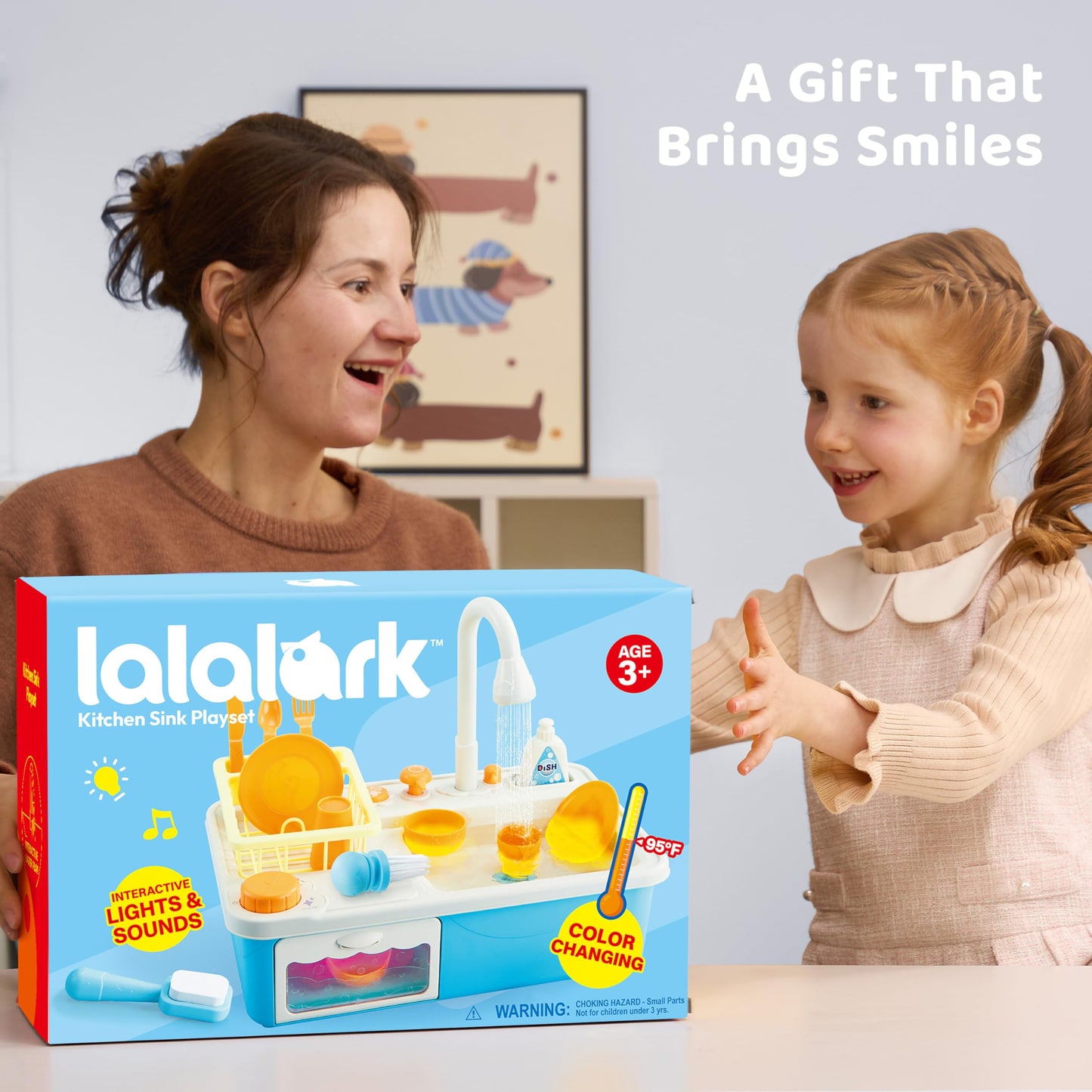 Lalalark Color Changing Play Sink with Running Water – Pretend Kitchen Toy for Toddlers