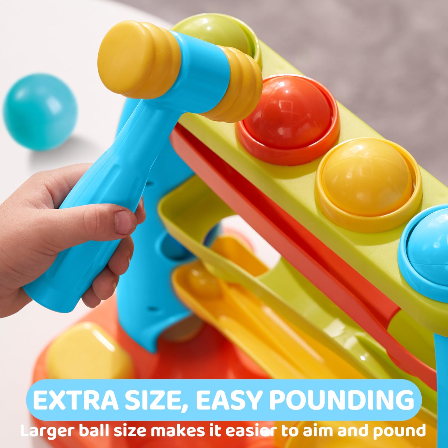 lalalark Ball Drop Toy for Toddlers – Four-Level Track & Pound a Ball Montessori Toy