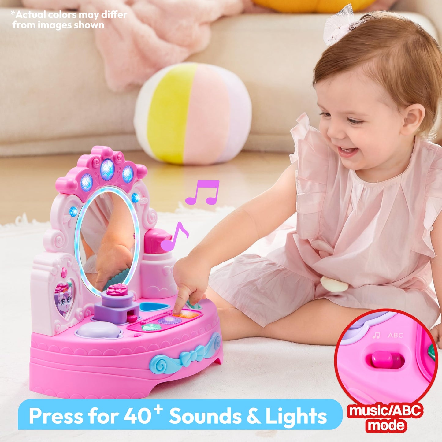 lalalark Toddler Vanity & Baby Vanity Mirror Toy — Interactive Musical Pretend Playset (6 Months+)