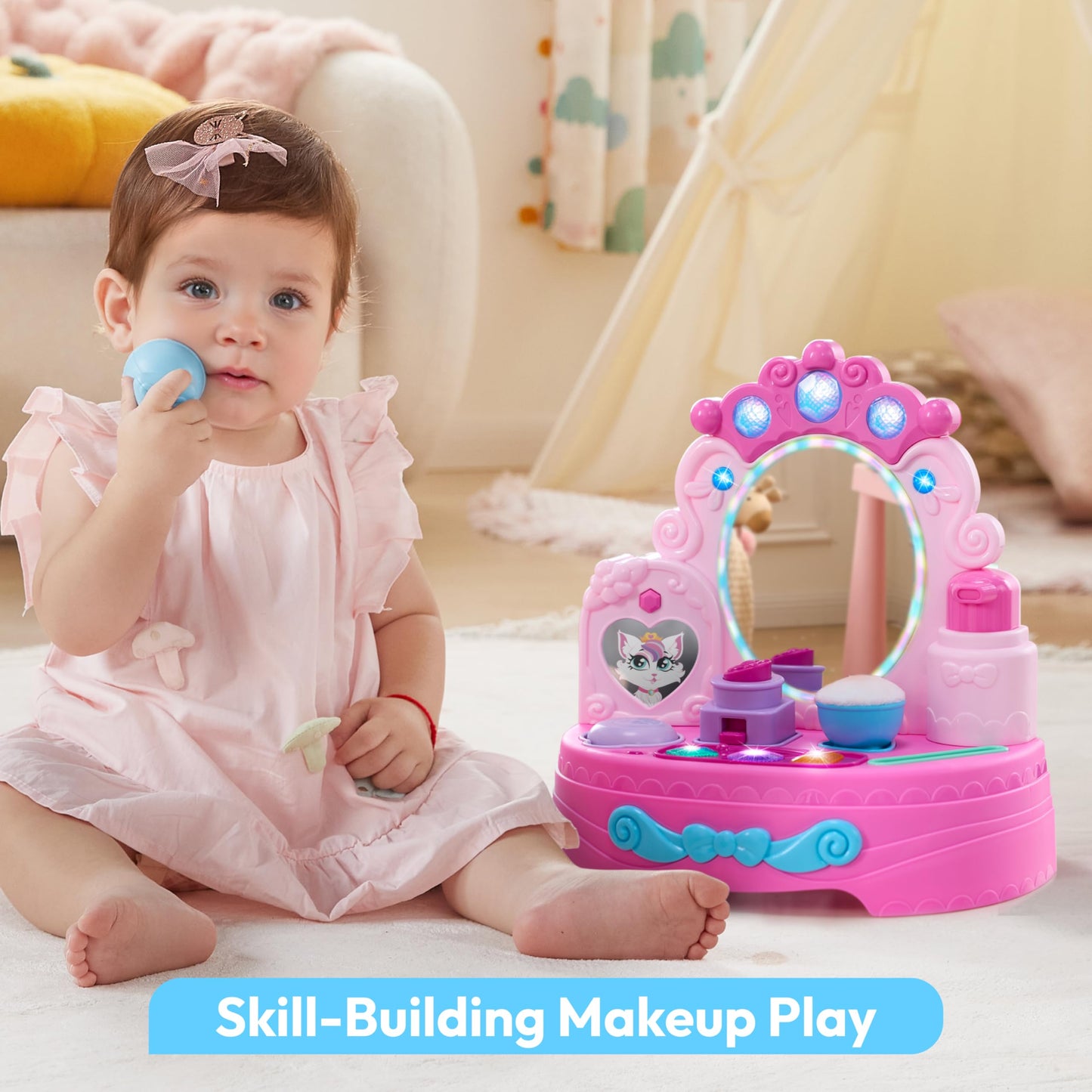 lalalark Toddler Vanity & Baby Vanity Mirror Toy — Interactive Musical Pretend Playset (6 Months+)
