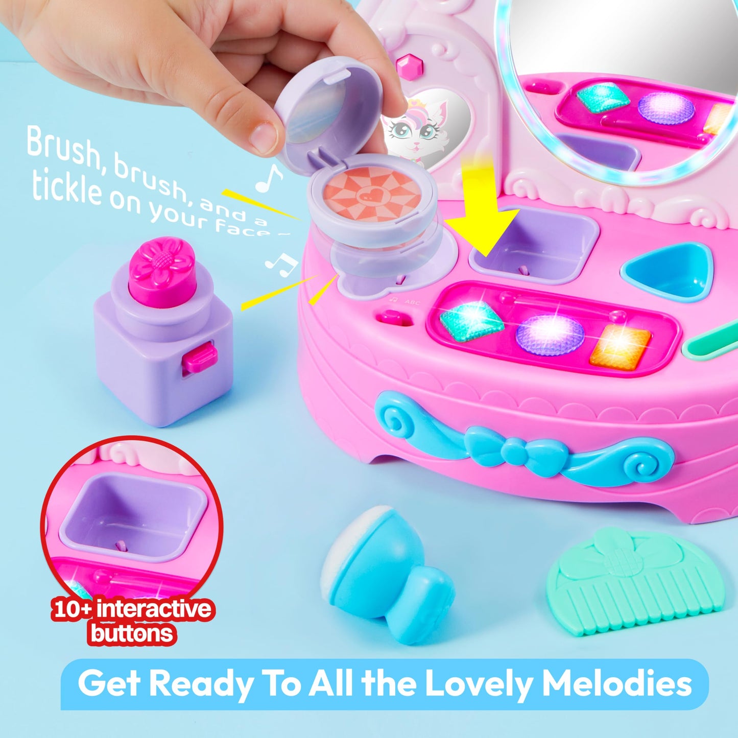 lalalark Toddler Vanity & Baby Vanity Mirror Toy — Interactive Musical Pretend Playset (6 Months+)