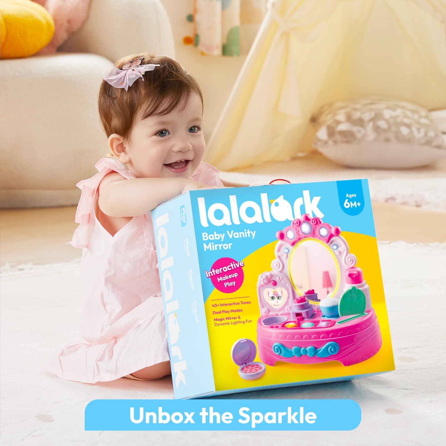 lalalark Toddler Vanity & Baby Vanity Mirror Toy — Interactive Musical Pretend Playset (6 Months+)