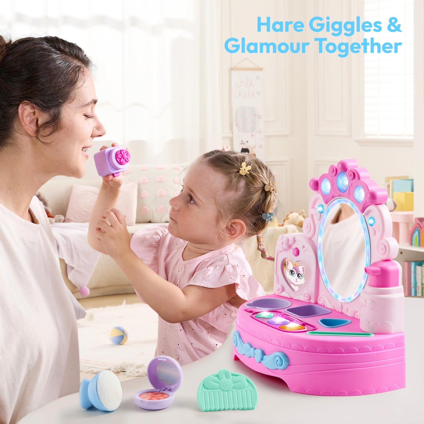 lalalark Toddler Vanity & Baby Vanity Mirror Toy — Interactive Musical Pretend Playset (6 Months+)